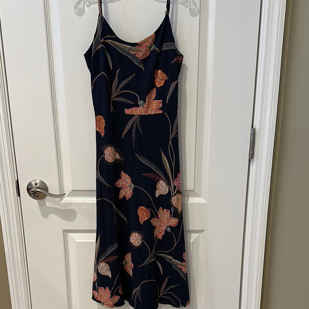 LOFT Black Slip Dress Sleeveless V-Neck Midi